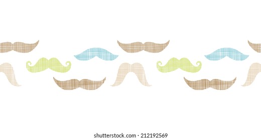 Fun silhouette mustaches horizontal border seamless pattern background