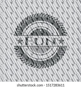 Fun silver shiny emblem. Scales pattern. Vector Illustration. Detailed.