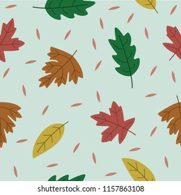 fun simple seamless pattern design with colorful leaf shape element