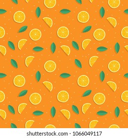 fun simple seamless pattern with orange fruit shape element