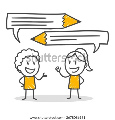 A fun and simple stick figure illustration symbolizing a dialogue between two people.