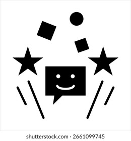 Divertido ícone único azul preto ilustração