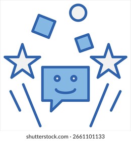 Divertido Único Ícone Azul Branco Ilustração