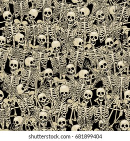 Fun skeletons. Seamless background. Eps8. RGB. Global colors. Gradients free.