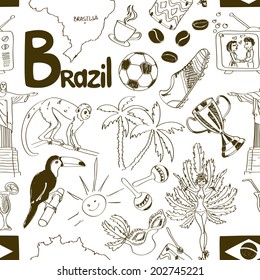 Fun sketch Brazil seamless pattern