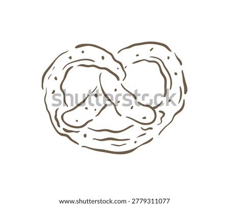 A fun sketch of a classic twisted German pretzel, a popular savory snack. A traditional baked good vector illustration, perfect for a beer garden menu, festival poster, or a snack bar logo design