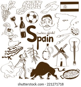 Fun sketch collection of Spain icons