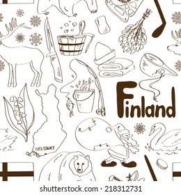Fun sketch Finland seamless pattern