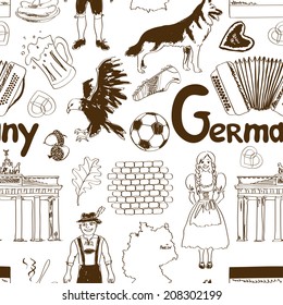 Fun sketch Germany seamless pattern