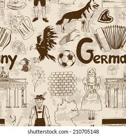 Fun sketch Germany seamless pattern