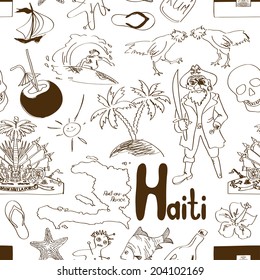 Fun sketch Haiti seamless pattern