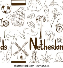 Fun sketch Netherlands seamless pattern