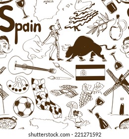 Fun sketch Spain seamless pattern