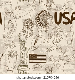 Fun sketch USA seamless pattern