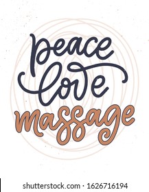 Fun slogan about massage. Lettering typography quote. Hand drawn inspirational, motivational poster. Cosmetology print, badge, logo, tag. Vector illustration