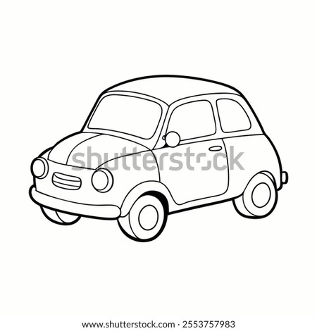 A fun small-car coloring page for kids! Features a cute, simple car design with bold outlines, perfect for coloring creativity. Great for learning colors and motor skills!