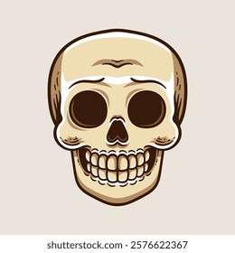 fun smiling skull cartoon colored character isolated drawing line art style sketch classic vintage design illustration