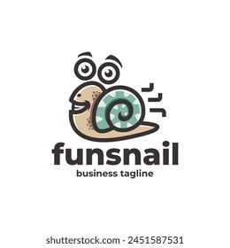 fun snail vector logo design
