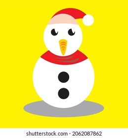 lustige Schneemann-Vektorgrafik auf gelbem Hintergrund