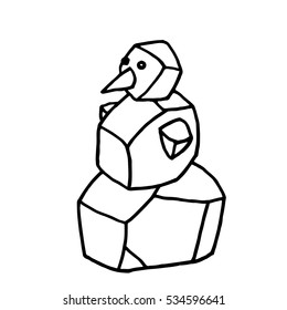 Fun snowman. Vector art. Handmade graphics