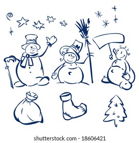 Fun snowmen and elements  for design.