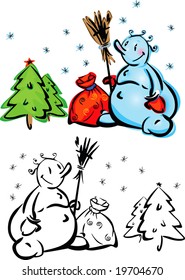 Fun snowmen and elements for design.