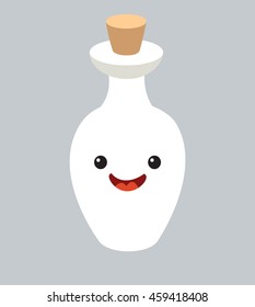 Fun Soy sauce bottle vector cartoon character. Cute Soy sauce's faces, tai food. Happy sushi characters, vector illustration isolated on white background
