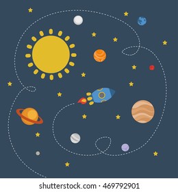 Fun space illustration. Vector.