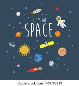 Fun space illustration. Vector.