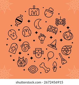Fondo divertido de Halloween brillante delineado