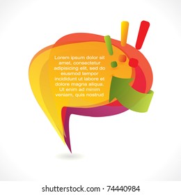 Fun speech bubble with exclamation marks and arrow
