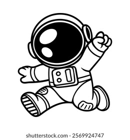 fun spirit astronaut cartoon character isolated drawing line style sketch classic vintage design illustration