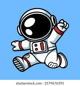fun spirit astronaut cartoon colored character isolated drawing line style sketch classic vintage design illustration