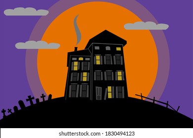 Fun Spooky Haunted House Vector Art