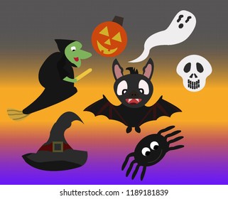A fun and spooky set of Halloween themed characters to be used as symbols or icons.