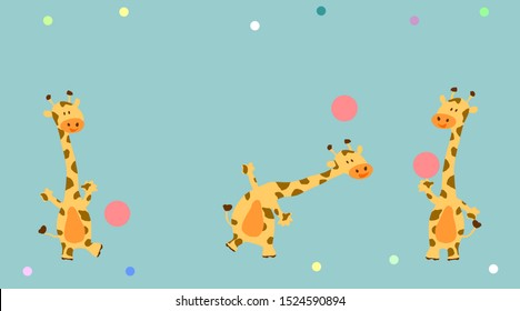 A fun and sporty giraffe plays ball. Giraffe leads a healthy lifestyle. Illustration.