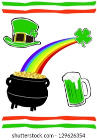 Fun St. Patrick's Day Icon Set Vector Illustration