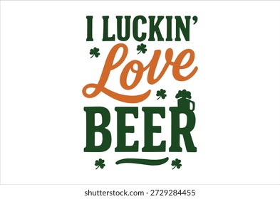 Tipografia divertida do Dia de São Patrício com cerveja e trevos