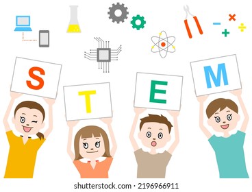 Fun STEM learning concept illustration (white background, vector, clipping)