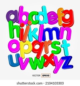 Fun style font design, childish alphabet letters vector illustration