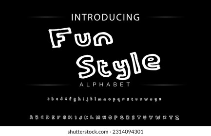 Fun Style Playful style font design, childish alphabet letters and numbers vector illustration