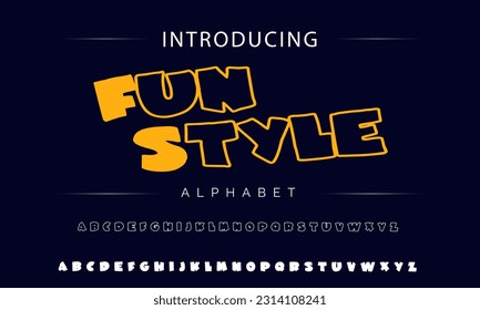 Fun Style Playful style font design, childish alphabet letters and numbers vector illustration