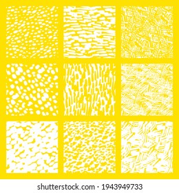 Fun summer seamless texture. Yellow and white brushstroke abstract sketches for background, fabric, textile, wrap, surface, web and print design. Textile vector tile rapport