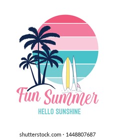 Fun summer slogan and hand drawing summer icons vector illustration .  Print design for summer.
