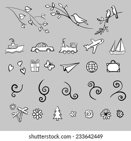 fun summer spring travel illustration vector set icon art