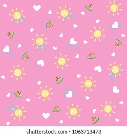 Fun summer sun vector seamless pattern 
