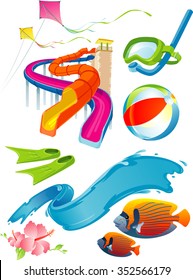 Fun Summer Things-Leisure equipments and sights during summer, simple gradients only