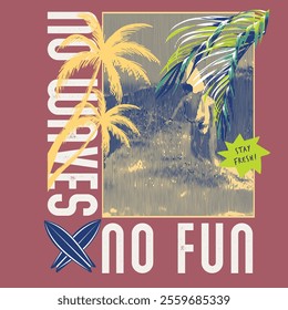 Fun in The Sun Beach typography summer palm tree t shirt design