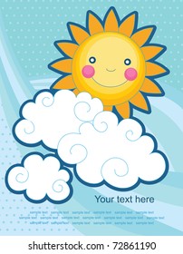 fun sun over abstract sky background. vector