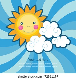 fun sun over abstract sky background. vector
